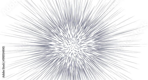 Abstract graphic of grey thin lines radiating outward from a central point to create a sense of speed or explosion.