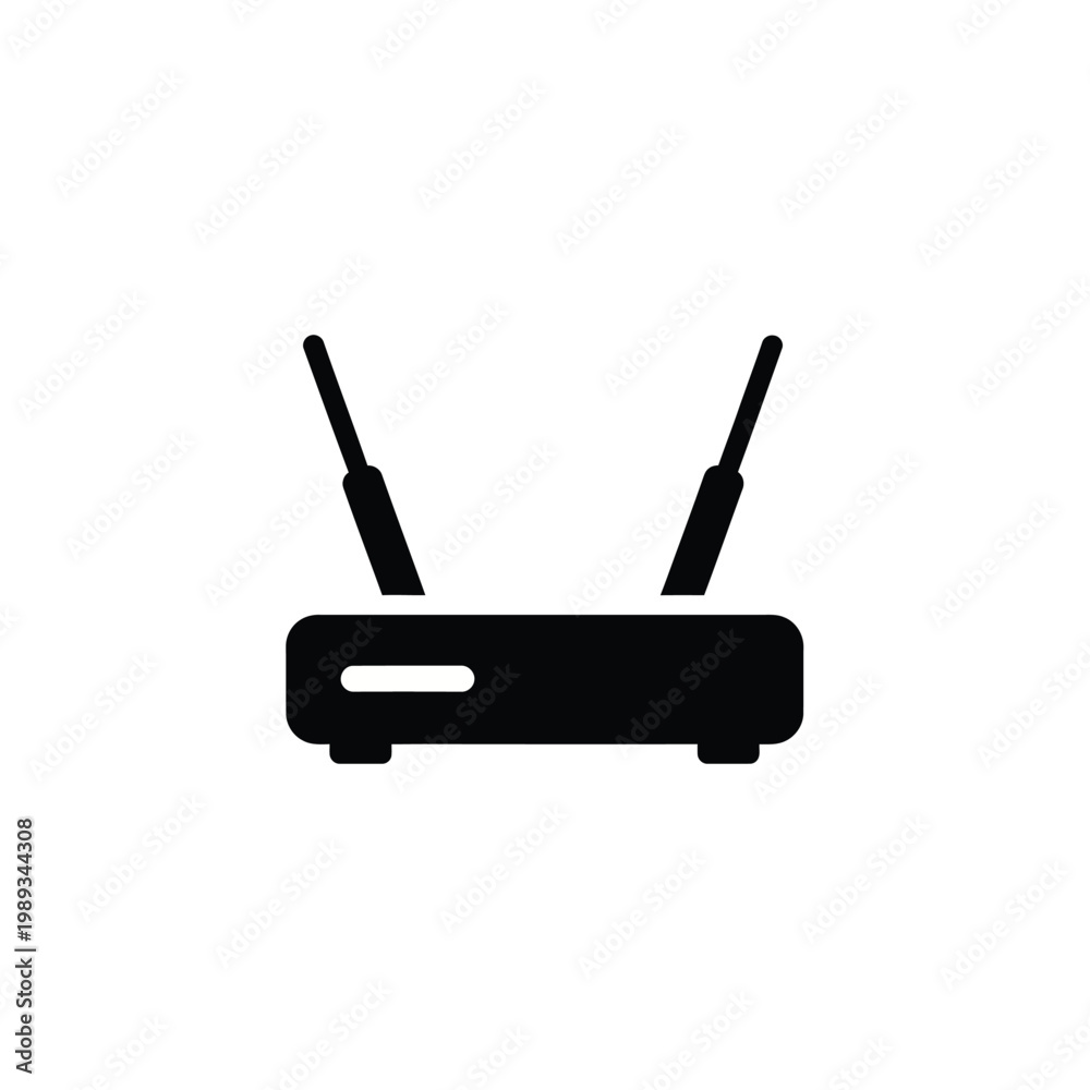 Fototapeta premium Wireless internet wifi router black silhouette icon isolated on white