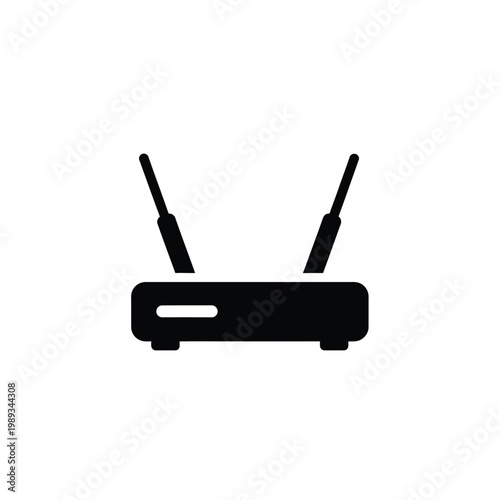 Wireless internet wifi router black silhouette icon isolated on white