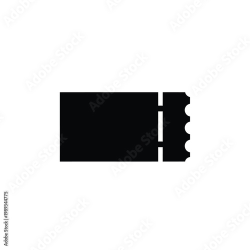Minimalist black ticket icon isolated on white background for event and travel ticketing systems