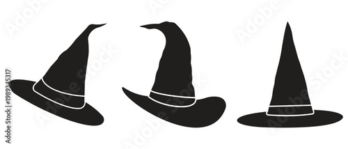 Witch Hat Icon – Halloween Black Magic Costume Silhouette Vector Illustration