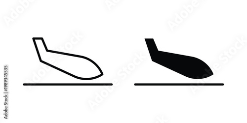 Arrival icon in stroke outline style with flat version