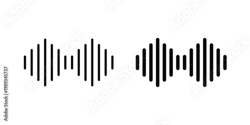 Audio icon in stroke outline style with flat version