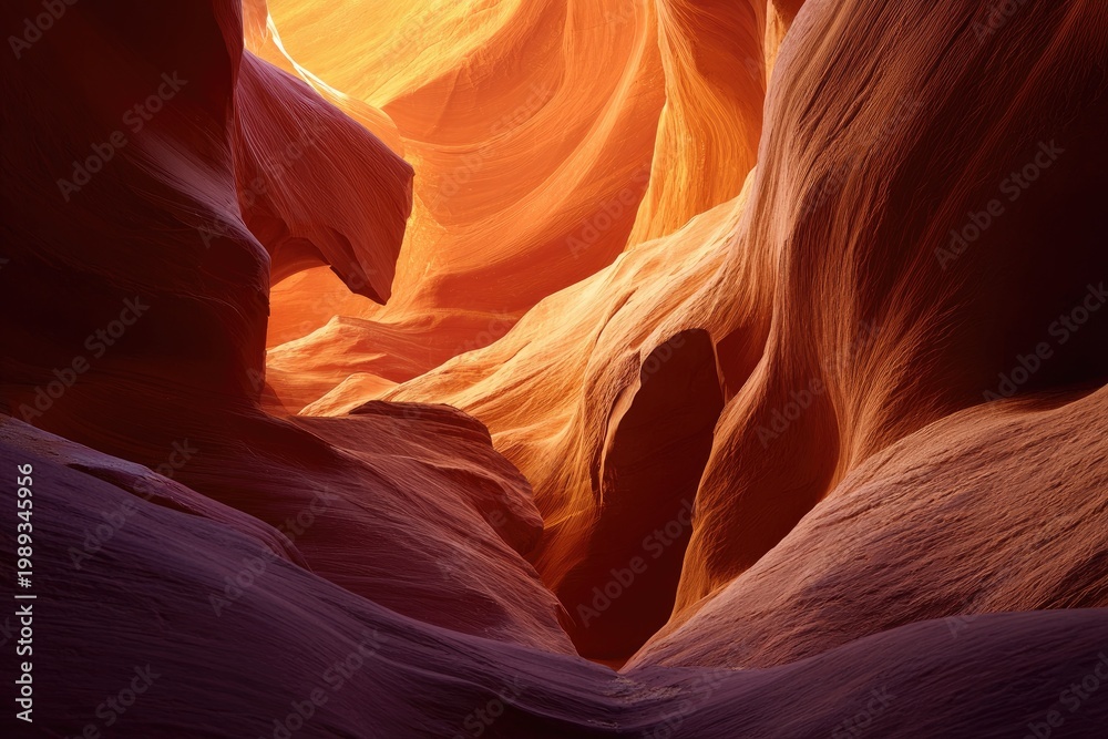 Obraz premium Stunning Antelope Canyon Rock Formations Bathed in Golden Sunlight.