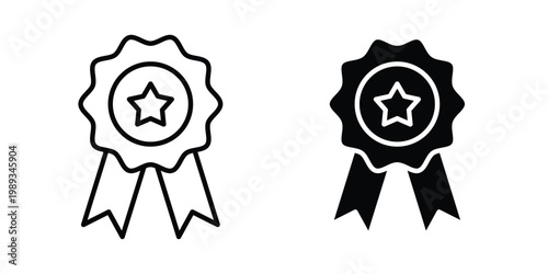 Award icon in stroke outline style with flat version