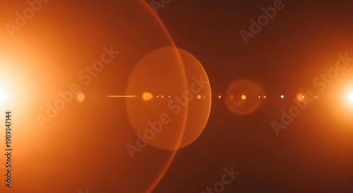 Bright Orange Lens Flare Effect with Bokeh and Light Streaks.