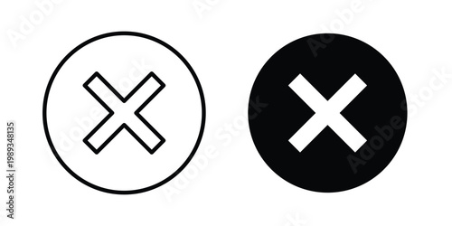 Cancel icon in stroke outline style with flat version