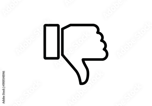 Dislike thumb icon with speech bubble for social media and website feedback, minimalist vector symbol