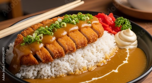 Japanese curry rice dish food.
