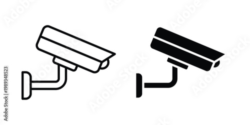 CCTV icon in stroke outline style with flat version