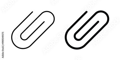 Clip icon in stroke outline style with flat version