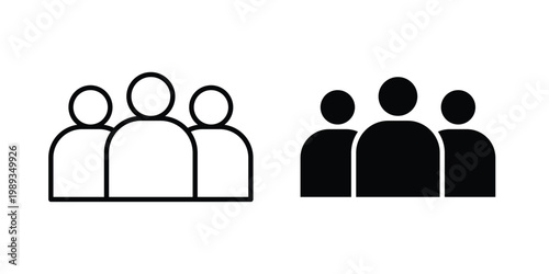 Community icon in stroke outline style with flat version