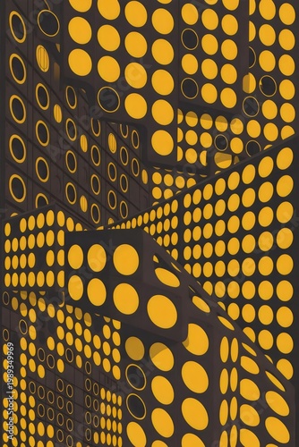 Abstract yellow server ventilation pattern – Ideal for data centers, industrial design, or cooling systems advertising.