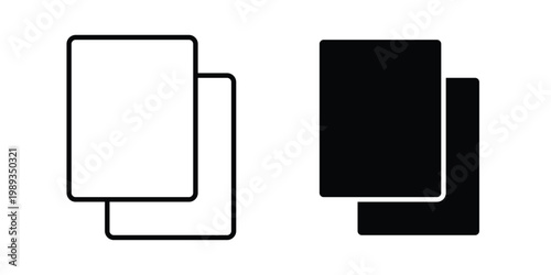 Copy icon in stroke outline style with flat version