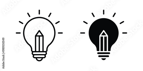 Creative idea icon in stroke outline style with flat version