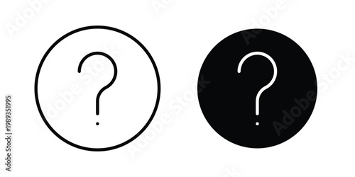 Doubts button icon in stroke outline style with flat version