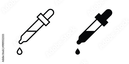 Dropper icon in stroke outline style with flat version