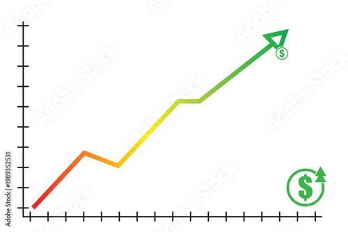 Dollar Rate Increase Chart – Rising USD Growth Arrow Financial Vector Illustration