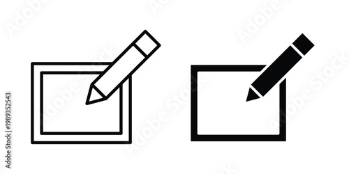 Edit button icon in stroke outline style with flat version
