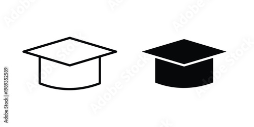 Education icon in stroke outline style with flat version
