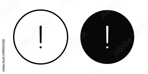 Exclamation button icon in stroke outline style with flat version