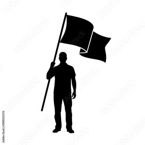 Man Holding Flag in the Air.