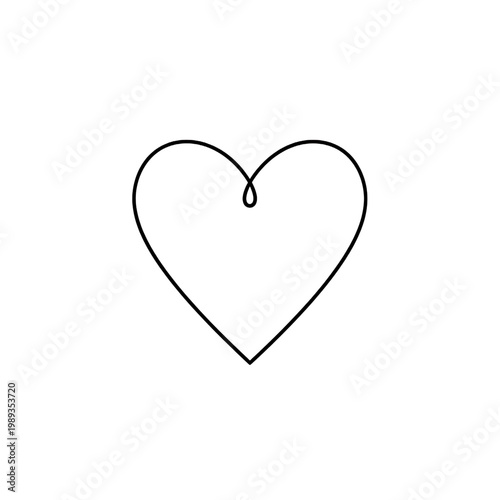 Simple Black Line Heart Shape Icon.