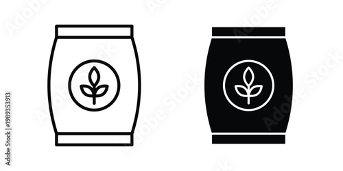 Fertilizer icon in stroke outline style with flat version