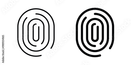 Fingerprint icon in stroke outline style with flat version