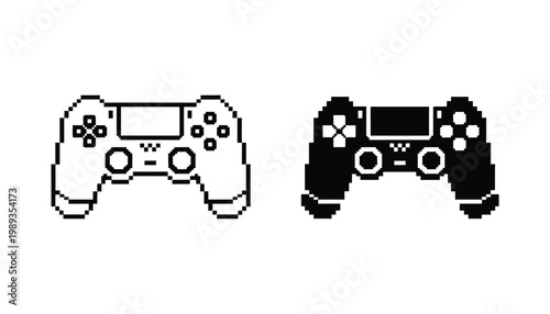 Game Controller Pixel Art Icon Gaming Console UI Element Digital Entertainment