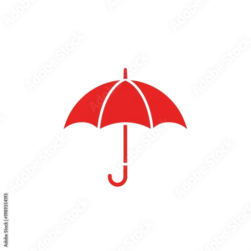 Red Umbrella Icon Simple Design Element.