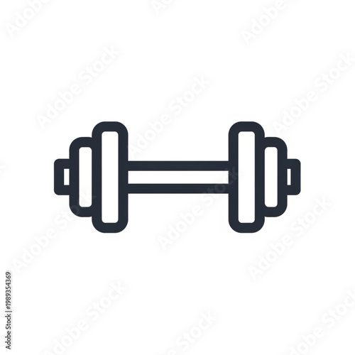 Simple Black Dumbbell Icon Fitness Symbol.