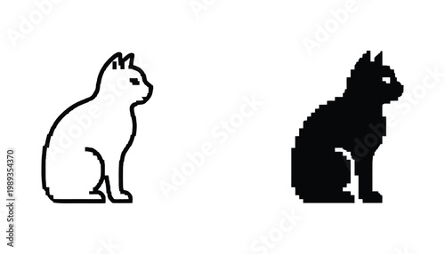 Pixel Cat Icon Sitting Profile Digital Graphic Asset