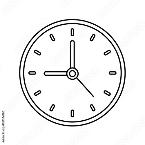 Simple Black Outline of a Clock Face.