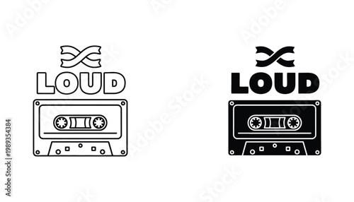 Cassette Tape Loud Music Retro Icon Design