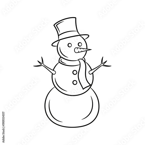 Simple Snowman Illustration with Top Hat.