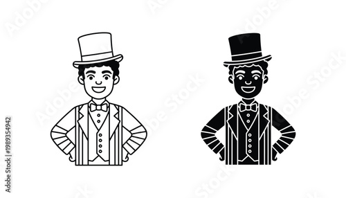 Man Top Hat Formal Attire Smiling Event Host Character