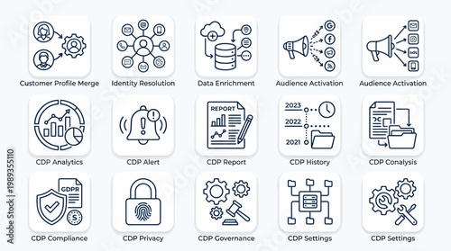 Business icons for marketing strategy.