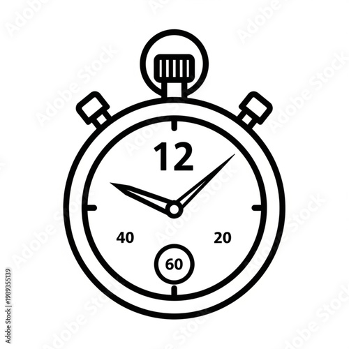 Stopwatch with black outline on white.