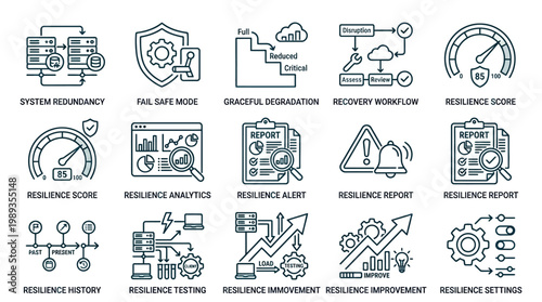 Business icons for resilience strategy.