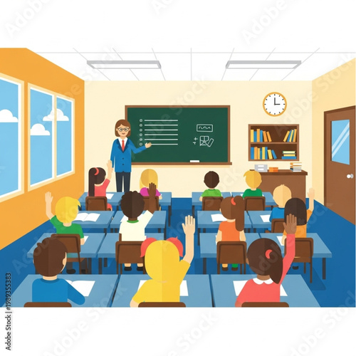 Teacher and Students in Classroom Setting.