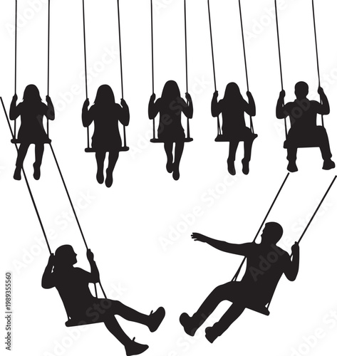 swing playing people silhouette. Good use for symbol, logo, web icon, mascot, sticker, sign, or any design you want
