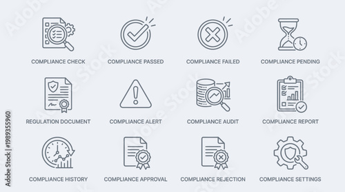Compliance icons set for business.