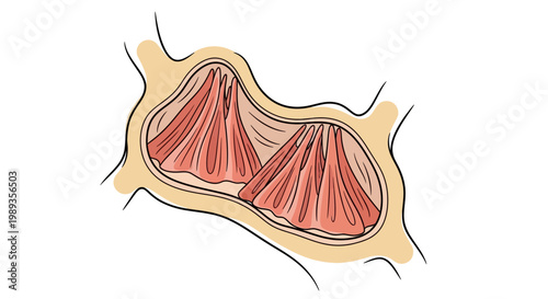 Anatomical Illustration of Human Mitral Valve Heart Anatomy.