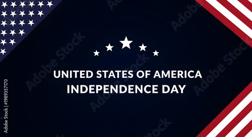 United States of America Independence Day text with stars and flag elements image