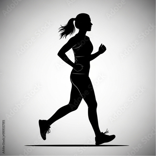 Woman Running Silhouette Fitness Active Lifestyle.