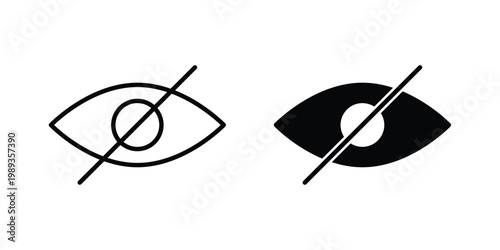 Hide icon in stroke outline style with flat version