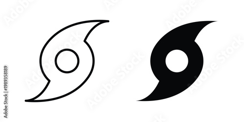 Hurricane icon in stroke outline style with flat version