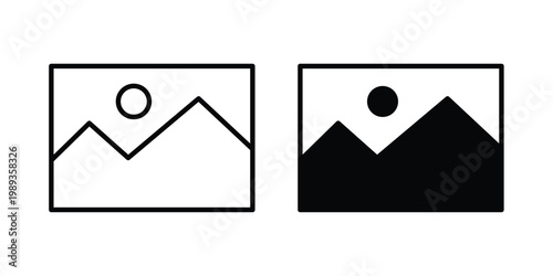 Image icon in stroke outline style with flat version