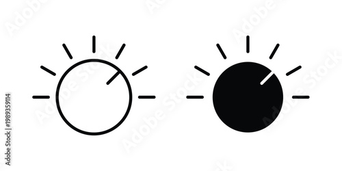 Knob icon in stroke outline style with flat version